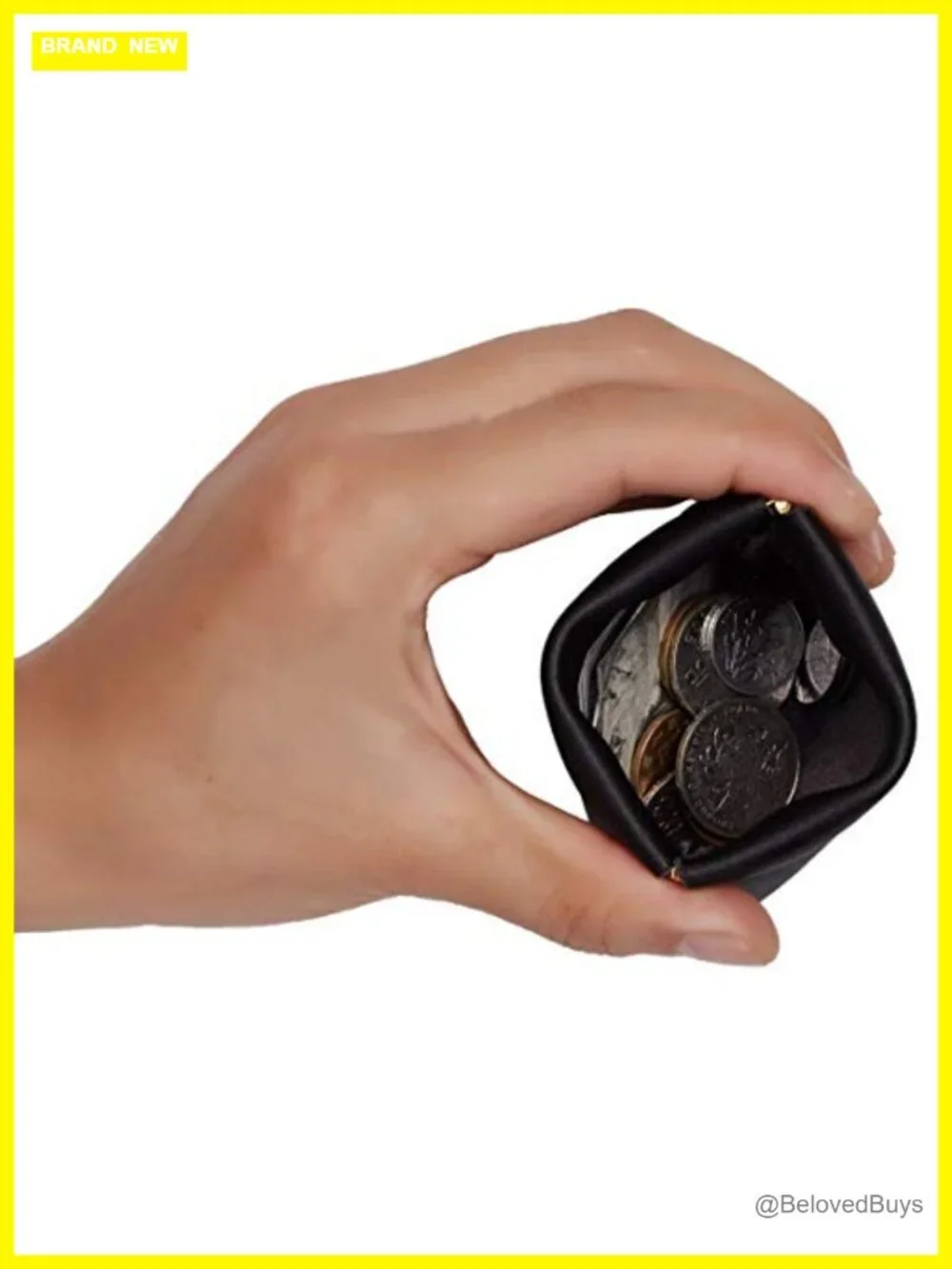Faux Leather Squeeze Coin Purse Pouch Change Holder 2 Pack